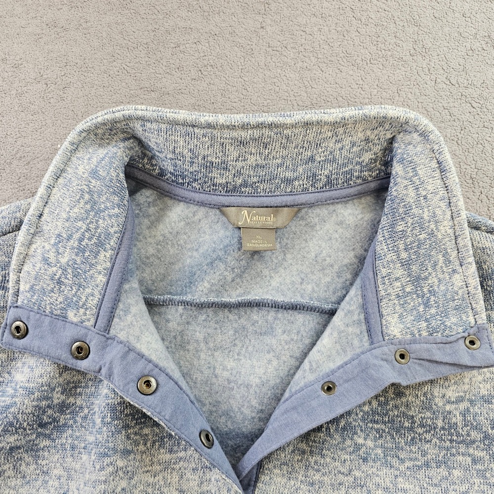 Natural Reflections Sweater Womens XL Blue Cozy Fleece Oversized 1/4 Snap Button - Picture 8 of 12